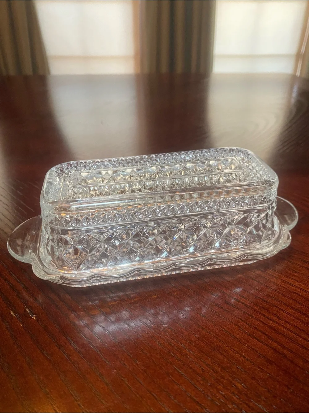 Anchor Hocking Wexford covered butter dish- Classic Diamond Cut